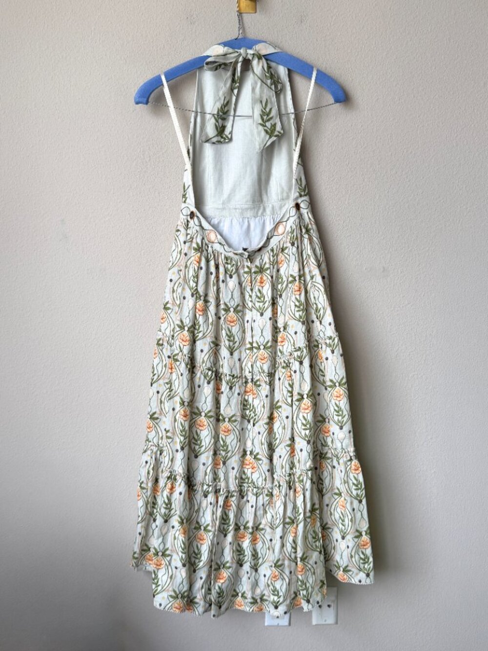 Agua by Agua Bendita Consuelo Lunar Floral Halter Midi Dress Size L - Picture 4 of 7